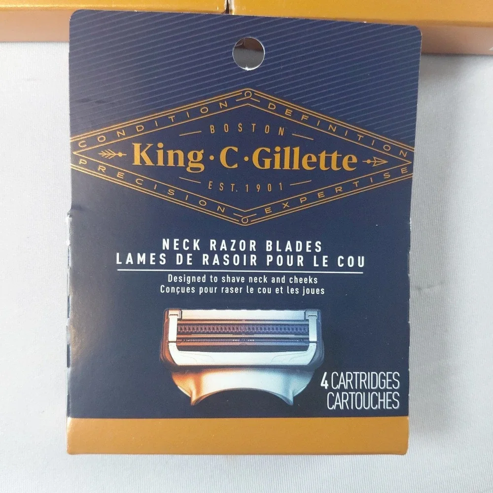 12 Cartridges King C Gillette Neck Razor Blades 3 packs 2 Blades Chin Guard
